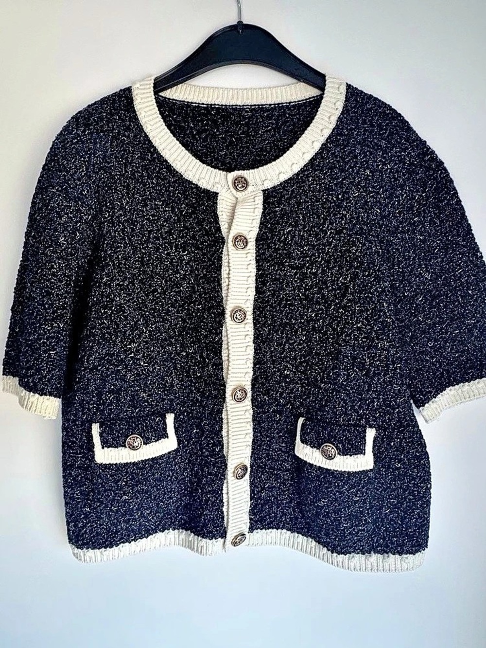 Black & Cream Trim Cardigan Like New